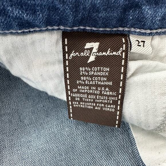 7 For All Mankind Medium Wash Skinny Jeans WMNS 27 Blue Denim Low Rise Pants no - Picture 9 of 9